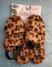 NEW KENSIE WOMEN'S NATURAL WITH MEMORY FOAM LEOPARD SLIPPERS SIZE:9