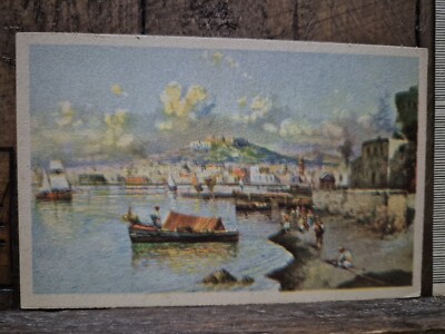 NAPLES PANORAMA FROM THE SEA POSTCARD NV PAINTER TARELLI WATERCOLOR BOATS - M1