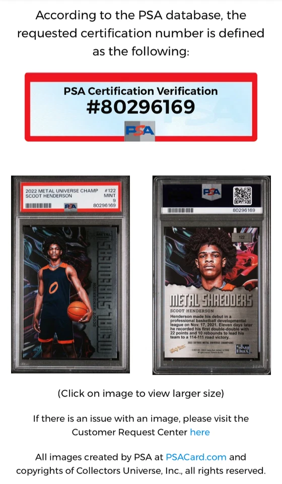 2022 METAL UNIVERSE SCOOT HENDERSON METAL SHREDDERS BLAZERS #122 PSA 9 POP 3 🔥 - Image 4 of 4