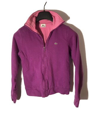 Lacoste Women’s XS Full Zip Sweatshirt Track Jacket -Purple Pink -Cotton 