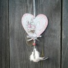Valentine heart ornament Pink Shabby Roses print Floral Wedding Decoration Gift