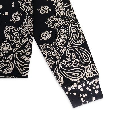 NWT AMIRI BANDANA BLEACH ALL OVER BLACK HOODIE SIZE L $1190