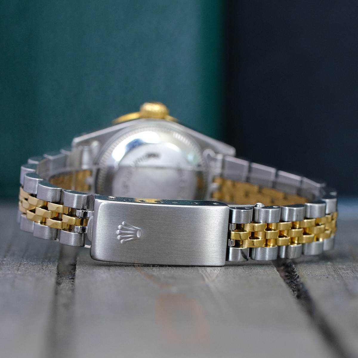 Rolex Ladies Datejust Watch Gold & Steel Beige Arabic Dial 