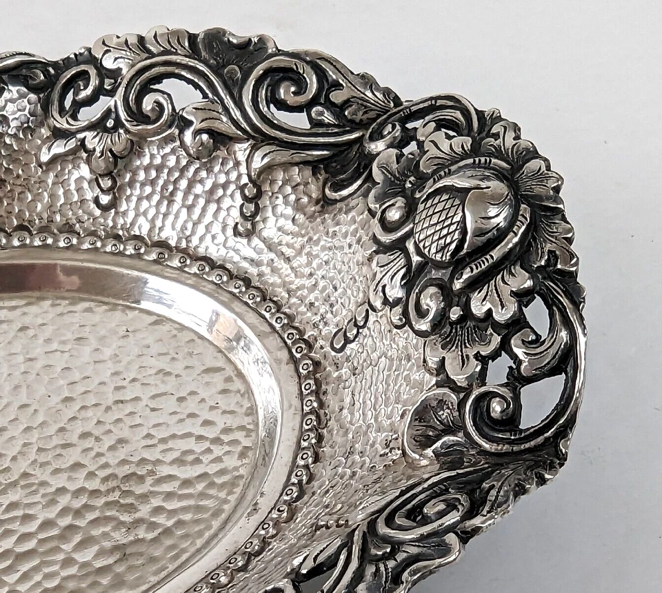 Precioso Plato Bandeja Yogya Flor de Loto Plateado 800 Indonesio Javanés Holandés 6.5" Foto 3 de 4