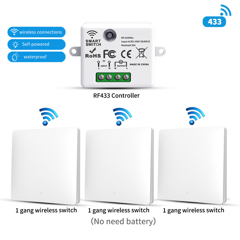 Smart Home Wireless 433mhz Light Switch Improvement Self-Power Remote Controller-image