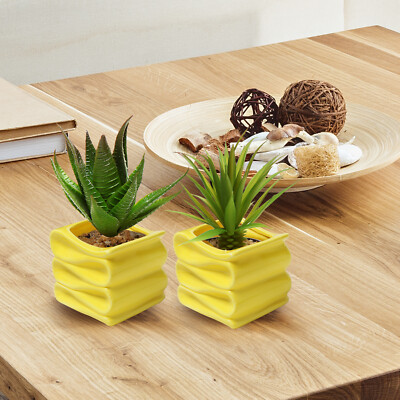 4-Inch Yellow Modern Decorative Folded Design Small Ceramic Plant  Pot/Planter | eBay