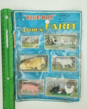 Vintage Blue-Box Jamie's Farm Animal Set #1701, JARU, Singapore, NOS some damage