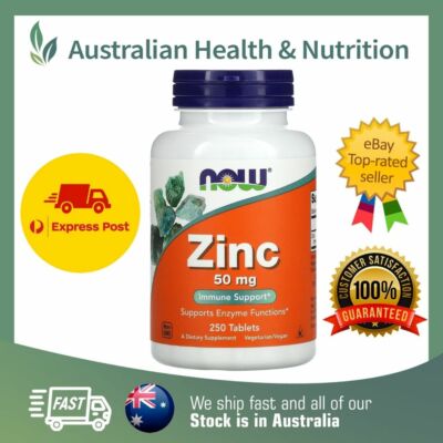NOW FOODS ZINC 50MG 250 TABLETS + FREE SAME DAY POST