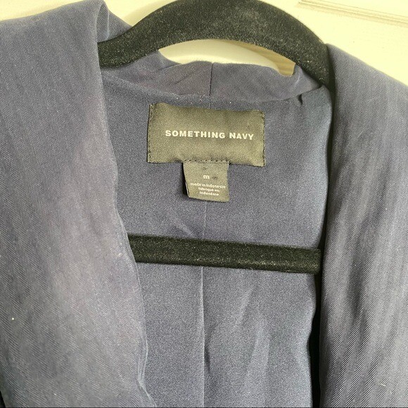 Something Navy Drapey Double Breasted Blazer in N… - image 4