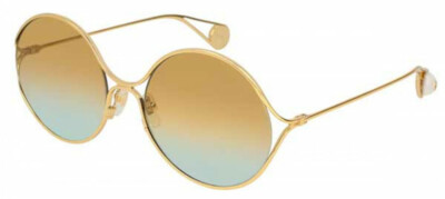 Gucci GG 0253S 005 Gold Metal Round Sunglasses Pearls GG  display picture 1
