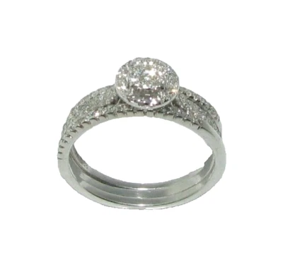 Damen 9ct Weiss Gold 3 Ring Ensemble Set Mit Diamanten, UK Größe L - Bild 1 von 4