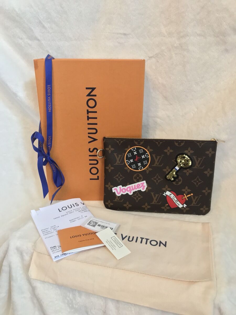 NEW LOUIS VUITTON Large CITY POUCH + RECEIPT, Stories Collection