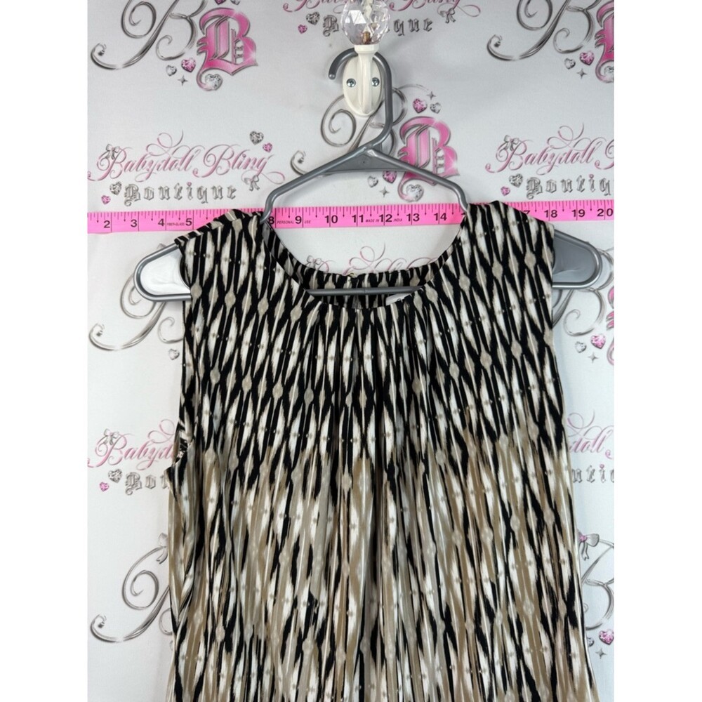 Calvin Klein tank top buttons Black, Beige and White Patterned Sleeveless Tank image 5