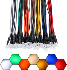 56Pcs 7 Colors X 8Pcs 12 Volt LED Lights Emitting Diodes Pre Wired DC 12V 5...