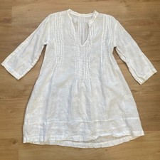 CP Shades Women's Embroidered Floral Linen Regina Tunic Dress Size Small