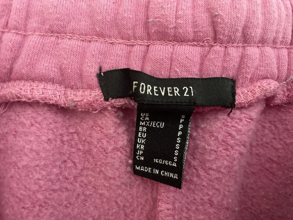 Forever 21 Women's Solid Pink Cotton Blend Cozy Adjustable Waist Jogger Pants S - Image 2 of 3