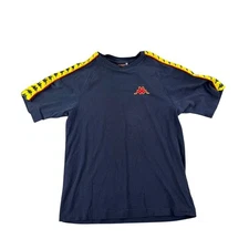Kappa Mens T Shirt Mens Large Blue Red Yellow Logo Tape Short Sleeve Made ln USA