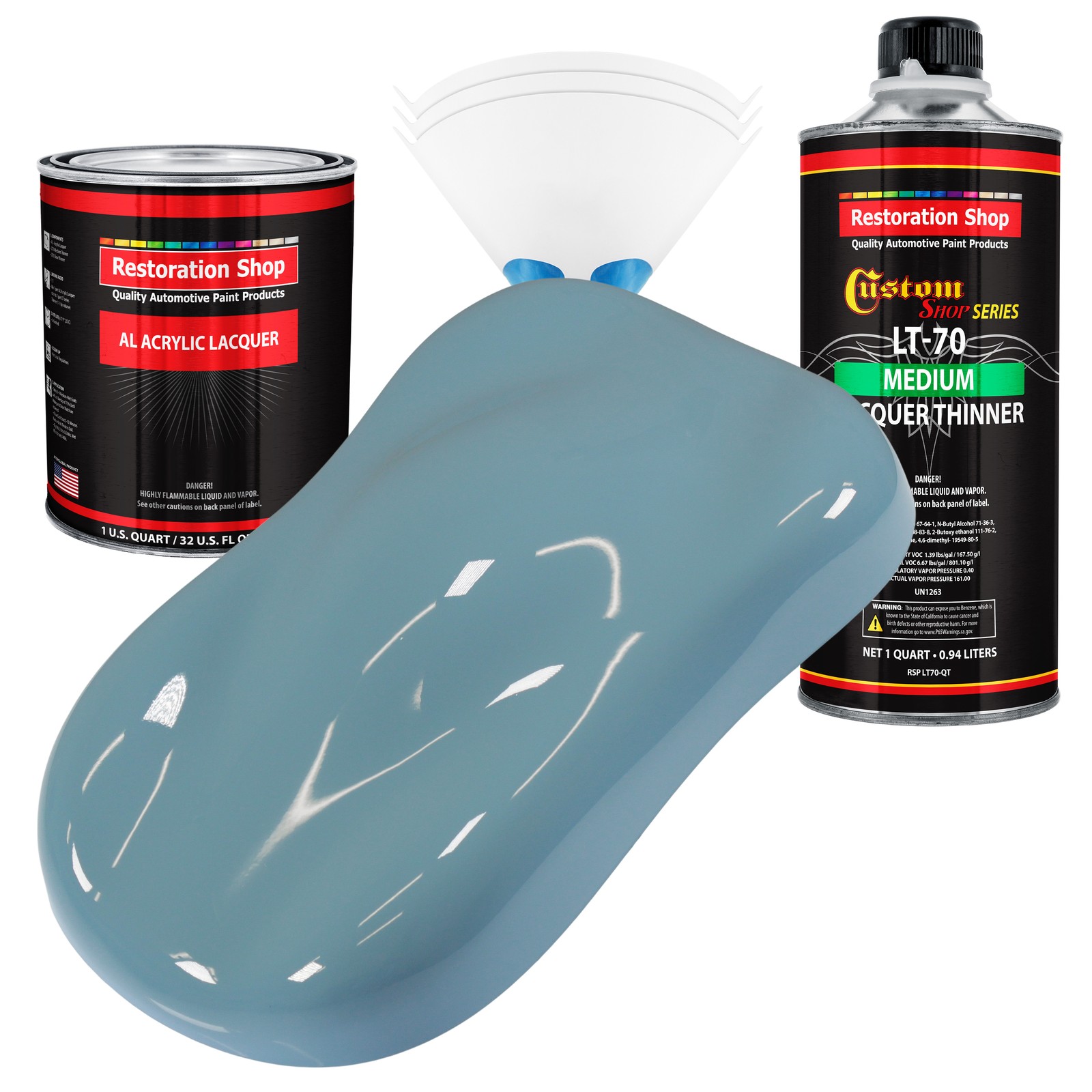 Glacier Blue Acrylic Lacquer Auto Paint Kit with Medium Thinner Quart