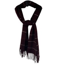 V. Fraas Cashmink Scarf Burgundy Windowpane Plaid Made in Germany Soft Acrylic