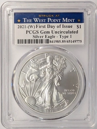 2021 T1 American Silver Eagle - PCGS Gem Uncirculated - A879