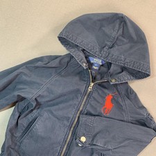 Polo Ralph Lauren Jacket Kids 6 Blue Hooded Full Zip Lightweight Bomber Big Pony