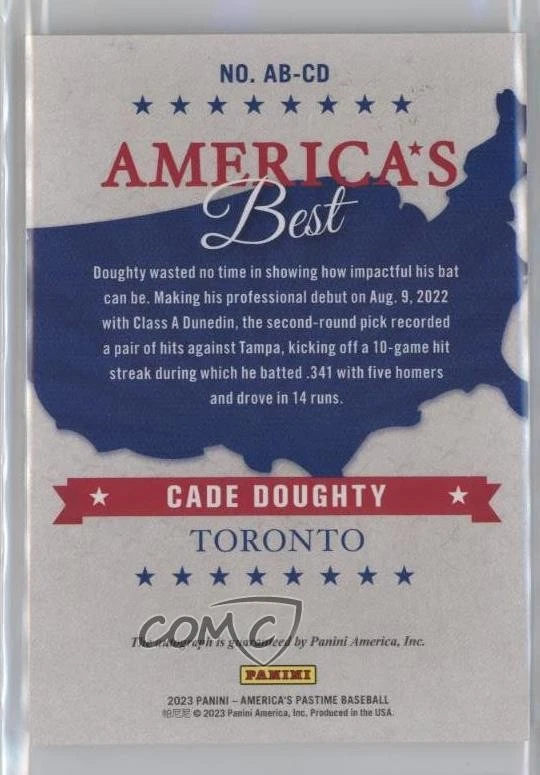 2023 Panini Chronicles America's Pastime Best Green /5 Cade Doughty #AB-CD Auto - Image 2 of 2