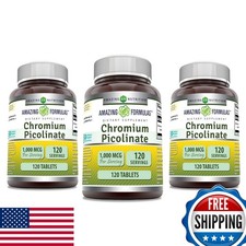 Chromium Picolinate 1000 Mcg 120 Count Pack of 3 Non-GMO Gluten-Free Made in USA