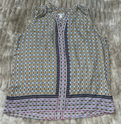 Saint Tropez West Women s Tank Top Sleeveless V-Neck Shirt Size Large Multicolor