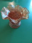 Antique Dugan Persian Garden Big Basketweave Marigold Carnival Glass Squat Vase