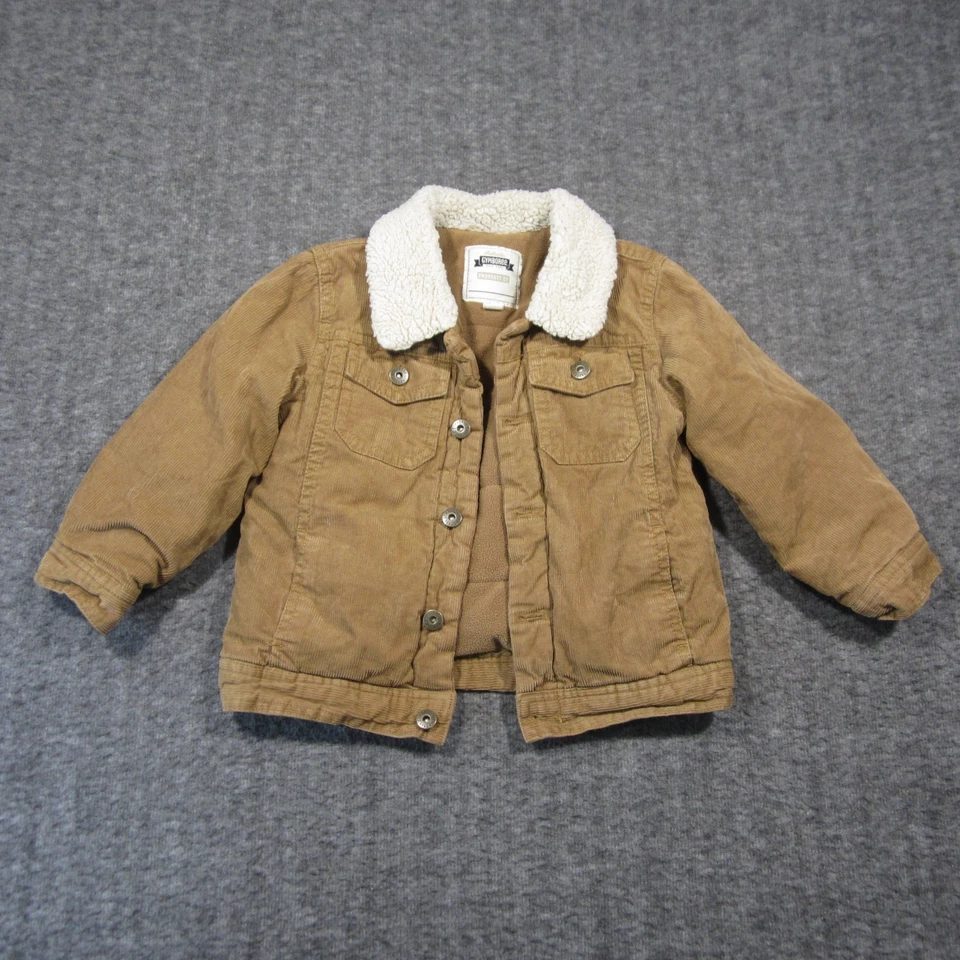 Abrigo de Pana Gymboree Niños 2T-3T Tostado Forrado de Vellón Cuello Sherpa Acogedor Prendas Exteriores Foto 2 de 4