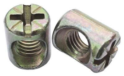 35 Pcs M6x13mm Barrel Nuts Cross Dowel Slotted Barrel Nuts for Furniture