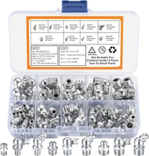Metric Grease Fittings Kit, 60 Pcs Hydraulic Grease Zerk Assortment Kit