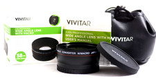 VIVITAR 58MM HIGH DEFINITION 0.43x WIDE ANGLE MACRO LENS FOR DSLR NEW OPEN BOX 