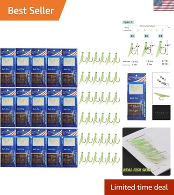 Saltwater Fishing Rig Set - 15 Packs with Corrosion-Resistant Hooks & Swivels