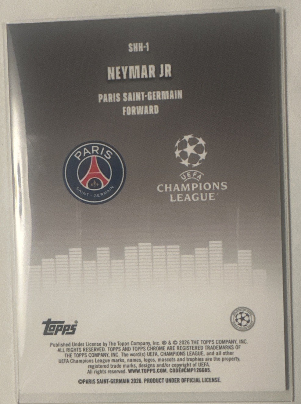 2025-26 Topps Chrome UCC #SHH-1 Neymar Jr. Silenced Refractor view 2