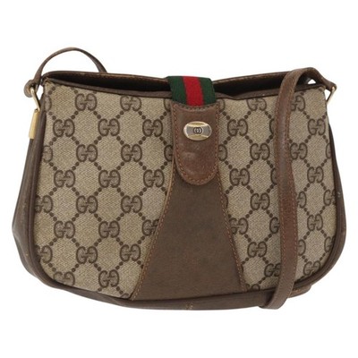 GUCCI バッグ GUCCI GG Supreme Web Sherry Line Bag PVC Beige Gold 72 02 024 Auth