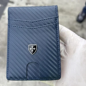 Men's Carbon Fiber Leather Slim Wallet RFID Blocking Bifold ID Card Holder Gifts