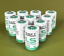 lot of 10 SAFT LS 14250 1/2 AA 3.6v Lithium Battery 1200mAh,  Li-SOCI2