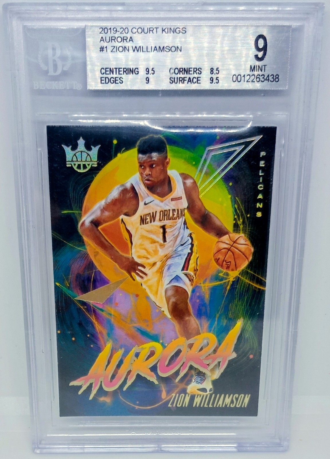 Zion Williamson 2019-20 Court Kings Aurora RC Rookie Case Hit Graded BGS 9