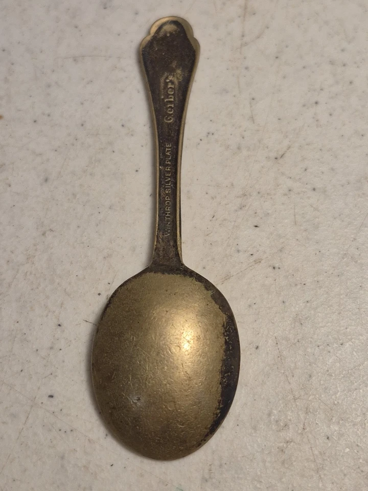 Cuchara bebé vintage Gerber Winthrop placa plateada Foto 3 de 4