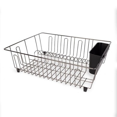 Large Chrome Wire Dish Drainer Rack Drying Stand 17.5 x 13.7 x 5.5 Inches