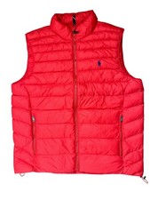 Polo Ralph Lauren Men's Orange Water-Repellent Packable Puffer Down Vest Big Tal