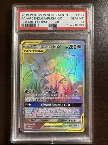 Arceus Dialga Palkia GX 258/236 Pokemon TCG Cosmic Eclipse PSA 10 GEM MT