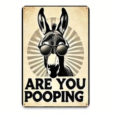 2D Flat Funny Bathroom Humor Tin Metal Signs Home D cor Are You Pooping Vintag