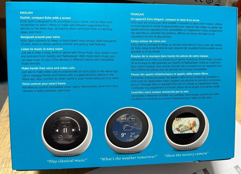 Amazon Echo Spot Smart Alarm Clock with Alexa - White (/RT6-23637-23-003416-02 - Image 3 of 4