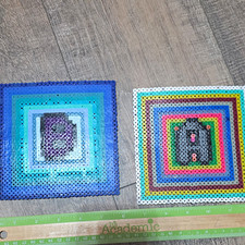 Handmade Perler Fuse Bead Pixel Art Wall Squares Set of 2 Letters A B