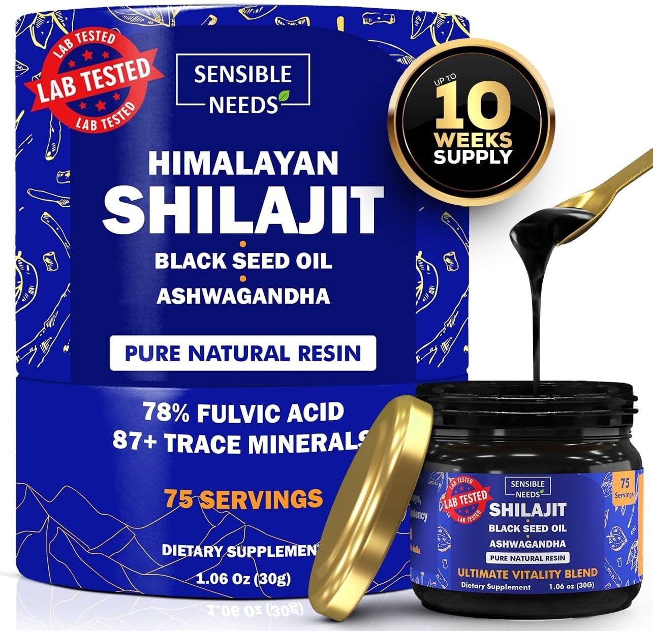 Pure Himalayan Shilajit Resin with Black Seed Oil and Ashwagandha for Men and Women