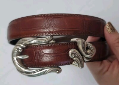 Brighton Belt Croc Embossed Brown Leather Allegro Swirl 
