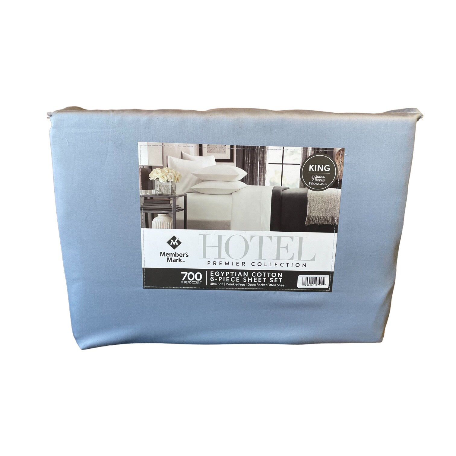 Members Mark Количество нитей 700 Египетский хлопок Комплект постельного белья из 6 предметов King Blue Crest 11490₽