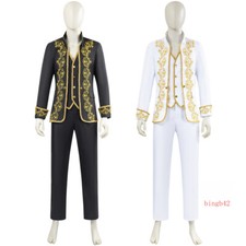 Medieval Court Black Suit European Gold Inlaid Court Attire Elegant Cosplay Suit